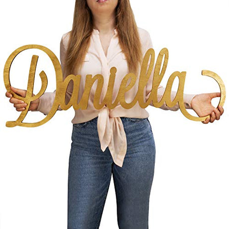 Custom Name Sign - 12 to 35 Inches, 18 Colors & 4 Fonts - Personalized Name Signs for Wall Decor, Wooden Letters Room Decor, Baby Room Gifts, Nursery Lara Laser Works