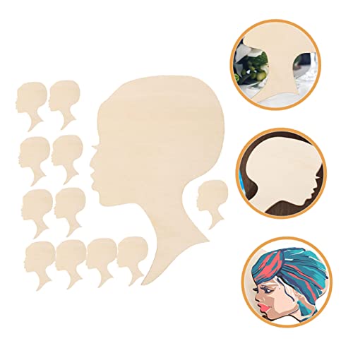 Toddmomy 48 Pcs Painting Wood Chips Hanging Wood Cutouts Wooden plaques Wooden Silhouette Heads Unfinished Wood Cutout Wooden Wreath Cutout DIY Toddmomy