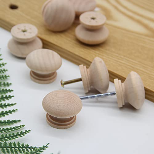 LifCratms 8PCS Wood Unfinished Drawer Knobs, 1 Inch Mushroom Shape Wooden Cabinet Furniture Knobs Pulls Handles for Home Office Wardrobe Dresser - WoodArtSupply