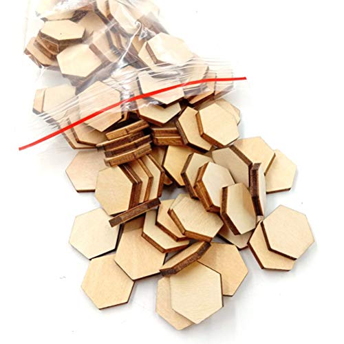 ARTIBETTER 100 pcs Wooden Pieces Hexagon Wood Shape Beech Wood for DIY Arts Craft Project Ready to Paint or Decorate (17.5mm) ARTIBETTER