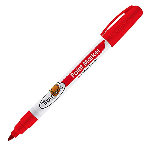 Thornton's Art Supply Vibrant Premium Oil-Based Paint Markers Pen Fine Red for Craft, Rock Painting | Safe for Kids | Write on Multi Surface Glass - WoodArtSupply