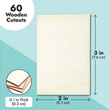 60 Pack Unfinished Wood Rectangles for Crafts, 2x3 Wooden Pieces for Painting, DIY Projects, Decorations, Engravings Bright Creations