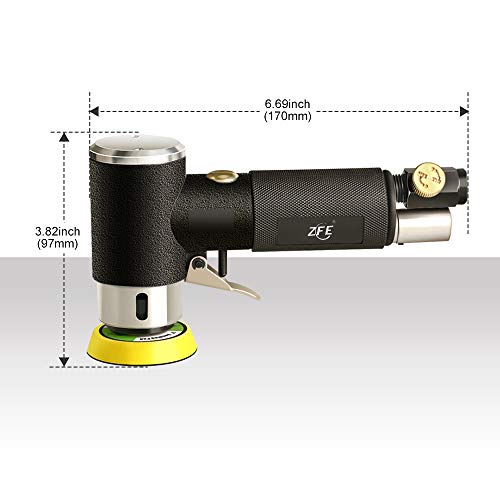 ZFE 1/2/3 Inch Random Orbital Air Sander, Mini Pneumatic Sander for Auto Body Work, High Speed Air Powered Polisher with 15 Polishing Buffing Pads,18 ZFE