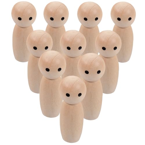 Tofficu Wooden Peg Dolls Unfinished Peg People Doll Bodies Unpainted Wood Figures Angel Peg Dolls for DIY Painting Decoration Assorted Wooden People Tofficu
