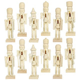 PRETYZOOM Home Decor 12Pcs Christmas Wooden Unfinished Nutcracker Figurines DIY Unpainted Blank Nutcracker Soldier Figures Nutcracker Ornaments PRETYZOOM