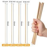 HAPY SHOP 80 Pieces Wooden Dowel Rods Assorted Sizes Dowel Rods 1/8, 3/16, 1/4, 5/16 x 12 Inch Unfinished Natural Wood Craft Dowel Rods for Crafts HAPY SHOP