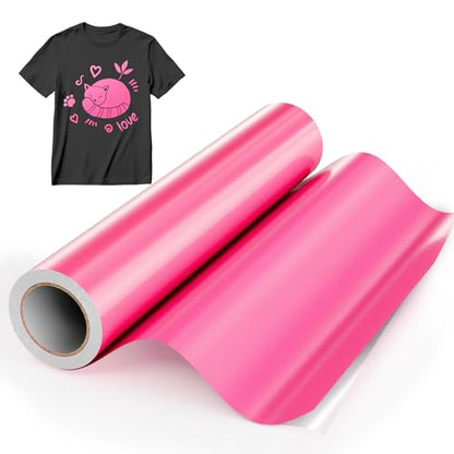 Hisiu Heat Transfer Vinyl Pink Iron on Vinyl, 12"x10ft Pink HTV Vinyl Roll Compatible with Cricut and All Cutter Machine, Easy to Cut, Weed, - WoodArtSupply