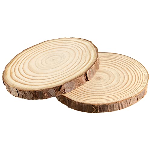 JEUIHAU 12 PCS 5.1-5.5 Inches Natural Unfinished Wood Slices, Round Wooden Tree Bark Discs, Wooden Circles for DIY Crafts, Christmas, Rustic Wedding - WoodArtSupply