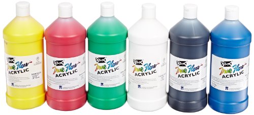Sax True Flow Heavy Bodied Acrylic Paint - Quart - Set of 6 - Assorted Colors Sax