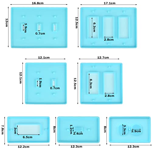 BUYGOO 7Pcs Light Switch Cover Resin Molds, Switch Socket Panel Plaster Mold for Epoxy Resin, Switch Socket Panel Epoxy Molds, Switch Plate Silicone BUYGOO