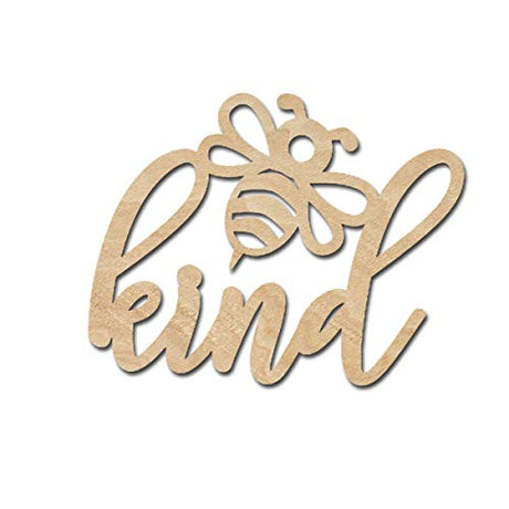 Be Kind Wood Cutouts for crafts, Laser Cut Wood Shapes 5mm thick Baltic Birch Wood, Multiple Sizes Available Elliefont Styles