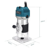 110V Router Tool, 800W Wood Trim Router, 30000RPM Electric Hand Trimmer, Palm Router with 15x 1/4” Router Bits & 2x Trim Guides for Woodworking Mefape