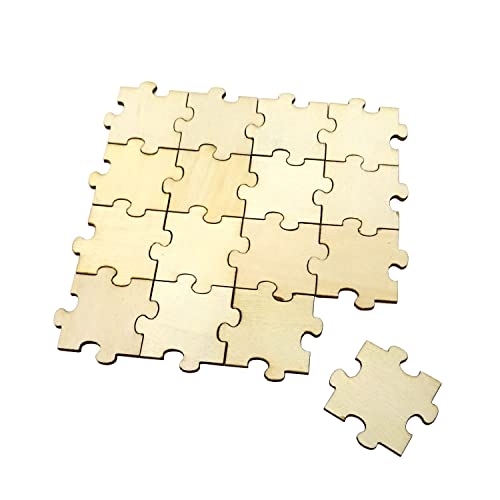 Honbay 100PCS Unfinished Wooden Blank Puzzle Pieces Mini Wood Jigsaw Puzzles for Crafts Arts and Card Making HONBAY