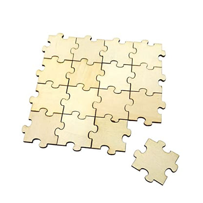 Honbay 100PCS Unfinished Wooden Blank Puzzle Pieces Mini Wood Jigsaw Puzzles for Crafts Arts and Card Making