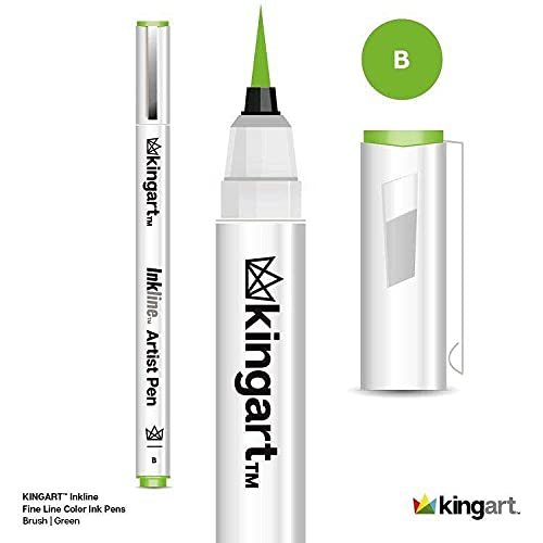 KINGART 440-8 PRO Inkline Color Micro Line & Precision Graphic Pens, 8 Colors, Fine Pt. Brush Nibs, Archival Waterproof Japanese Ink for Art, KINGART