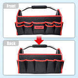 TOOLEAGUE 19 Inches Heavy Duty Tool Bag 25 Pockets, 1680D Fabric Tool Bags with Strong Molded Base, Multi-pocket Tool Organizer with Adjustable TOOLEAGUE
