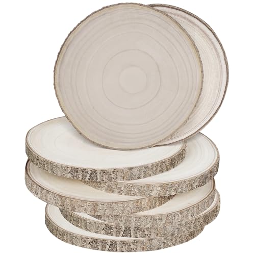Sancodee 8 Pcs Large Unfinished Wood Slices, 11-12 Inches Wood Slabs for Centerpieces Natural Wooden Circle, DIY Wood Centerpieces for Tables Wedding