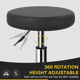 WKWKER Round Rolling Stool with Footrest PU Leather Height Adjustable 360° Swivel Stool with Wheels Office Stool Chair Home Drafting Work Studio Shop WKWKER