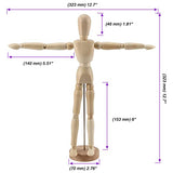 JOIKIT 4 Pack 12 Inch Wooden Artists Model, Wooden Art Mannequin Articulated Mannequin with Stand and Posable Body, Movable Wooden Manikin for JOIKIT