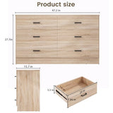 Bigbiglife Wood Dresser for Bedroom, 6 Drawer Double Dresser with Metal Handles, 15.8" D x 47.2" W x 27.7" H, Light Oak Bigbiglife