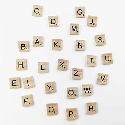 GXXMEI 1000PCS Scrabble Tiles, Wooden Letter Tiles, A-Z Capital Letters for Crafts, Spelling,Scrabble Crossword Game - WoodArtSupply