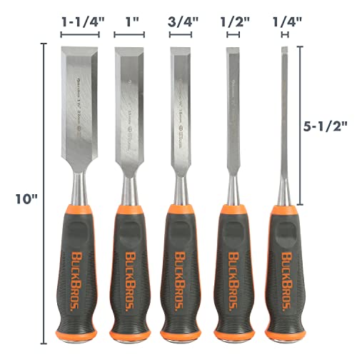 Buck Knives 1/4, 1/2, 3/4, 1, 1-1/4 COMFORT GRIP CHISEL SET Buck Knives