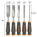 Buck Knives 1/4, 1/2, 3/4, 1, 1-1/4 COMFORT GRIP CHISEL SET Buck Knives