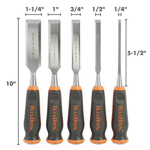 Buck Knives 1/4, 1/2, 3/4, 1, 1-1/4 COMFORT GRIP CHISEL SET - WoodArtSupply