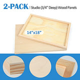 Unfinished Birch Wood Canvas Panels Kit, Falling in Art 2 Pack of 14x18’’ Studio 3/4’’ Deep Cradle Boards for Pouring Art, Crafts, Painting, and More Falling in Art