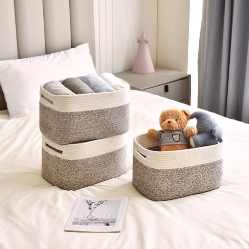 Issudata Storage Basket,Woven Baskets for Storage,Cotton Rope Baskets for Organizing,decorative Baskets for Shelves,book Basket,towel Basket,Toy