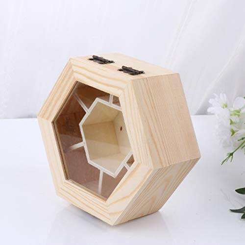 EXCEART Wooden wood treasure box Jewelry Box DIY Hexagon Shape Jewelry Organizer Jewelry Case for Earrings Necklace unfinished jewelry box Jewelry EXCEART