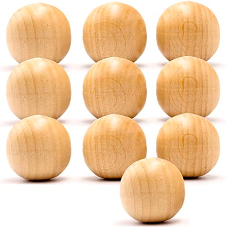 30mm Wood Beads, Bag of 10 Wood Balls for Crafts Unfinished, Wood Rounds for Crafts and DIY Projects AEVVV
