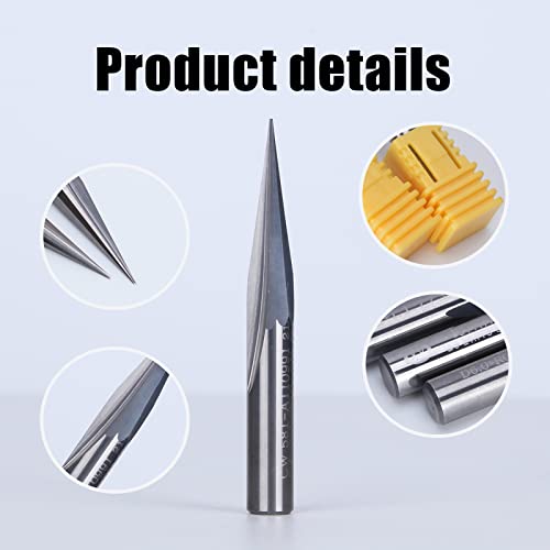 HUHAO 3PCS CNC Router Bit 6mm Carbide Engraving V Groove Cutting Bit 2 Flute 15 Degree 0.3mm Tip CNC Engraving Bits for Woodworking Steel Brass MDF HUHAO