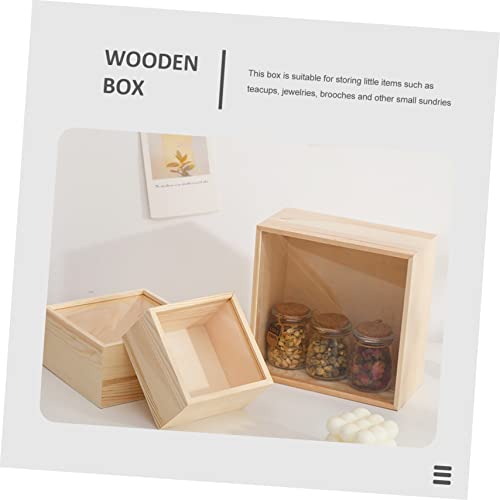 VILLCASE Box Storage Wooden Box Wooden Case with Lid Unfinished Wood Earring Storage Case Wood Storage Case Sundries Storage Case Hand Decor Jewelry VILLCASE