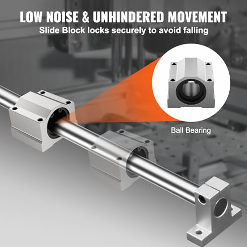 VEVOR Linear Rail Slide 2PCs 20mm x 1200mm Linear Bearing Slide Set with 4Pcs Block Bearings SC20UU+4Pcs Shaft Support Linear Shaft CNC Parts Kits - WoodArtSupply