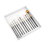 KINGART Premium Original Gold Series Handcrafted Golden Taklon Multimedia Artist Brushes, Gift Box, Set of 12, Black Glosss Handle, for Oil, Acrylic, KINGART