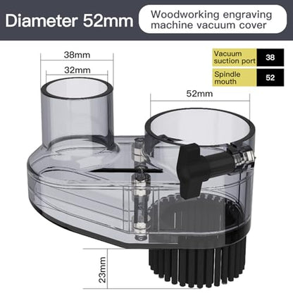 CNC ABS Dust Shoe for CNC Machines, 52mm Diameter Motor, fits Most 300W-500W Spindle Motors, Engraving Machine Accessories for CNC Engraver Milling - WoodArtSupply