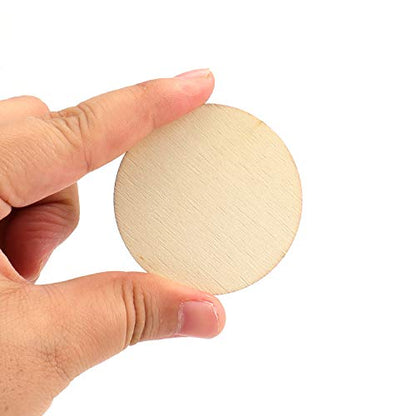 Foraineam 200 Pieces Wood Craft Circle Cutouts 2 Inch Round Natural Wooden Disc Circles Unfinished Slices for Craft Supplies, Decoration, Painting, - WoodArtSupply