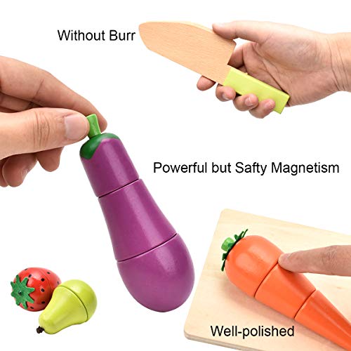 CARLORBO Wooden Play Food for Kids Kitchen - Toys Food Vegetables and Fruit for 2 Year Old Boys Girls Role Pretend Play Early Education Montessori CARLORBO