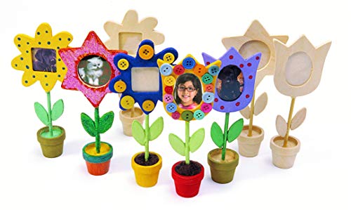 Colorations Wooden Flower Pot Picture Frames, Great Craft Project for Kids, Create a Keepsake, 12 Frames, Ideal Mothers Day or Fathers Day Gift, Colorations