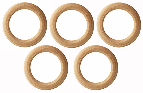 Penta Angel Wooden Rings 5Pcs 85mm Natural Unfinished Solid Wood Rings Smooth Wood Circles for DIY Craft Pendant Connectors Jewelry Making (85mm) PENTA ANGEL