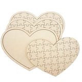 3 Pack Blank Wooden Heart Shaped Jigsaw Puzzle 11.2x8.4 Inch Unfinished Wooden Puzzle Board Wooden Heart Shaped Canvas for DIY Cregugua
