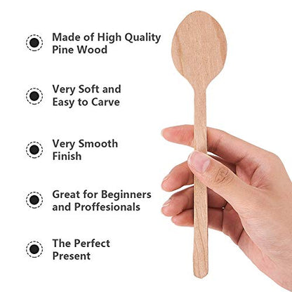 GORGECRAFT 2pcs Wood Carving Spoon Blank Kit Large Beech Basswood Wood Spoon Unfinished Wooden Spoons Blocks for Craft Carving Whittler Starter - WoodArtSupply