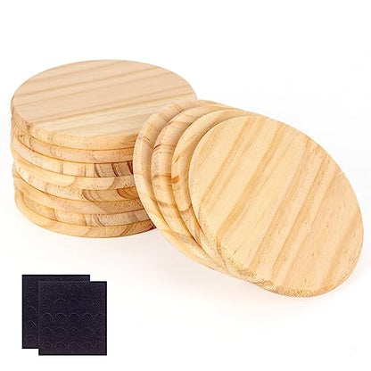 12PACK Unfinished Wood Coasters, 4 inch Round Blank Wooden Craft Coasters Wood Slices for DIY Architectural Models Drawing Painting Wood