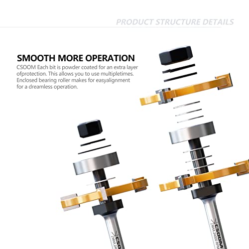 CSOOM 2-Piece Tongue and Groove Router Bit Set with 1/4 Inch Shank, 3 Teeth, and Adjustable T Shape - Ideal Woodworking Tool for Wood Milling and - WoodArtSupply