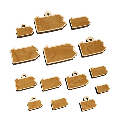 Pennsylvania State Silhouette Mini Wood Shape Charms Jewelry DIY Craft - 12mm (26pcs) - No Hole Sniggle Sloth