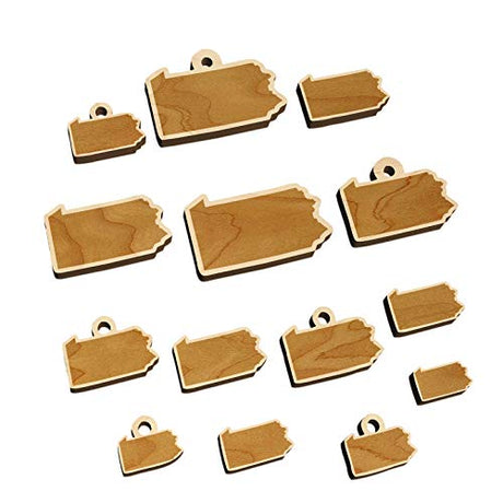 Pennsylvania State Silhouette Mini Wood Shape Charms Jewelry DIY Craft - 12mm (26pcs) - No Hole Sniggle Sloth