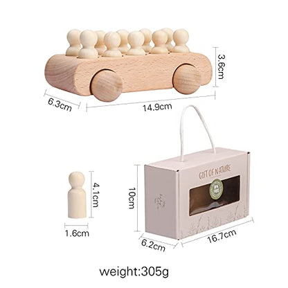 10 Wooden Figures in The Car - Wooden Toys Unfinished Wooden Peg Dolls People Figures Shape Preschool Learning Educational Toys Montessori Toys