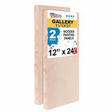 U.S. Art Supply 12" x 24" Birch Wood Paint Pouring Panel Boards, Gallery 1-1/2" Deep Cradle (Pack of 2) - Artist Depth Wooden Wall Canvases - U.S. Art Supply