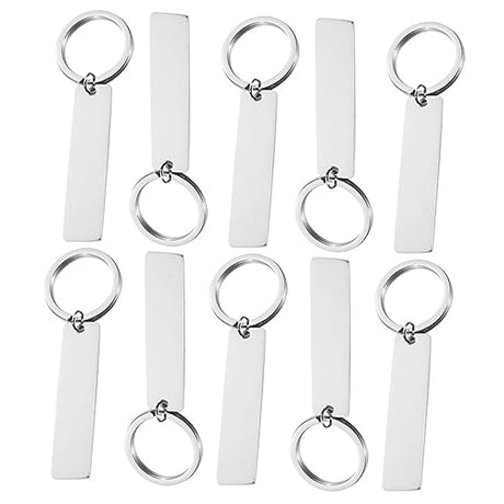 Tofficu 10pcs Glossy Strip Hangtag Keychains Key Rings Key Chains Tabs Engravable Stamping Pendants Diy Key Tags Key Chain Blank Unfinished Keychain Tofficu